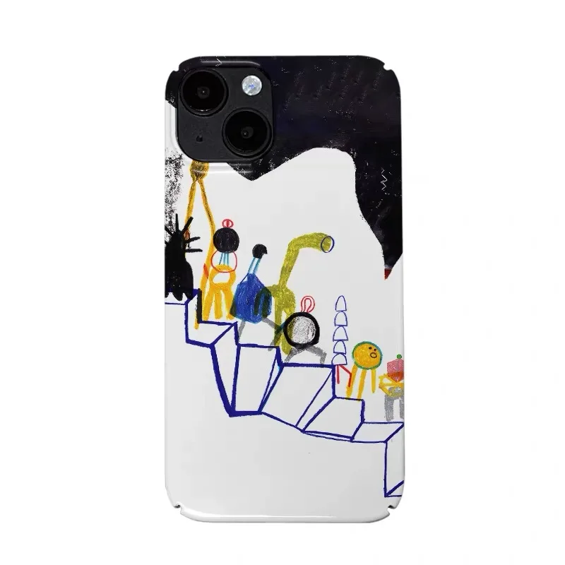 

Black Painted Graffiti Illustration Phone Case for IPHONE 17Air 16E 15PROMAX 14 Plus 13 12 MINI 11 16Plus XR Acrylic Phone Cover