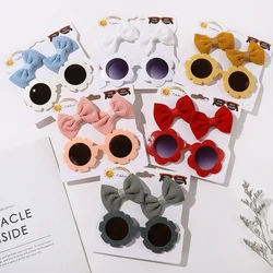 3Pcs/Card Fabric for Hairpins Flower Sunglasses Set 2pcs 8.5cm Baby Hair Clips Bullet Princess Girl Hair Bow Kids Sun Glasses