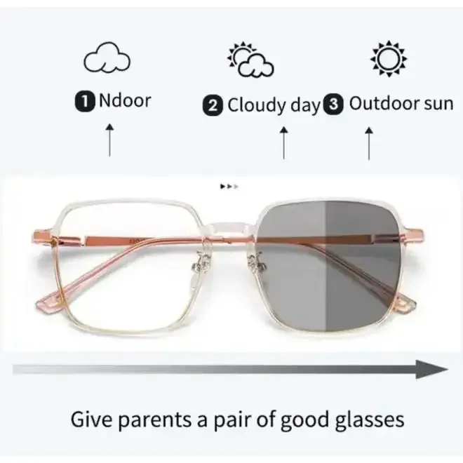 Photochromic Anti Radiation Glasses for Women Men Sunglasses Eyeglasses Square Frames Shade Computer Anti Blue Light Eyewear 2