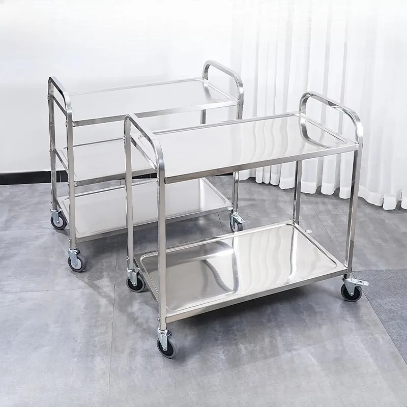 Stainless Steel Heavy Duty Kitchen Cart, 3-Layer Utility Trolley with Silent Wheels, Storage Serving Cart for Home Restaurant