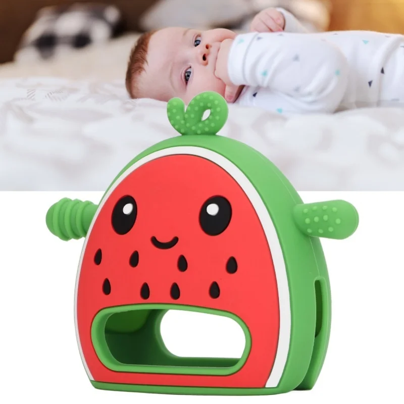 

Watermelon Fruit Teether Glove Soothing Cartoon Sensory Development Chewable Teether Glove