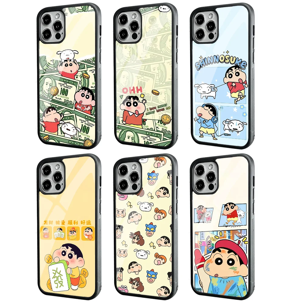 C-Crayon S-Shin-chan Phone Case Strong Magnetic For IPhone 16 15 14 13 Pro Max 11 12 Mini Alex Mirror For Magsafe