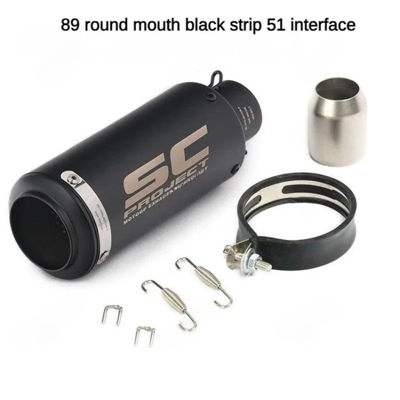 Motorcycle exhaust pipe Stainless Steel SC modified straight exhaust pipe 51MM60MM interface for Yamaha Kawasaki universal model