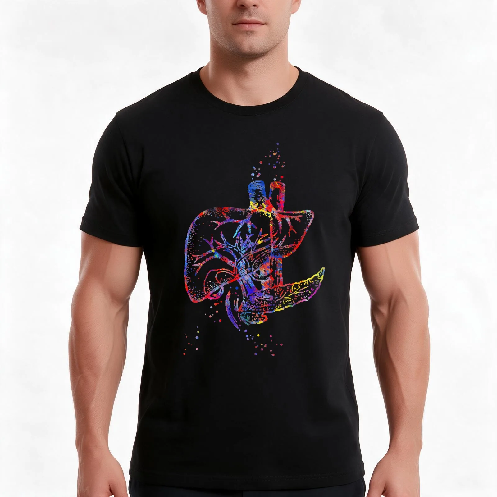 Liver human organs liver art liver anatomy human liver anatomy T-Shirt Summer Casual Cotton Tee Oversized Streetwear Tops