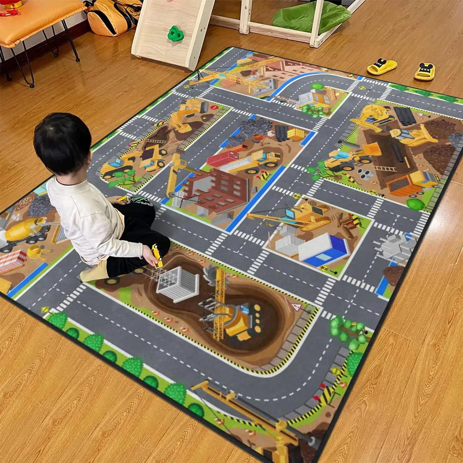 

VIKAMA children's cartoon educational carpet, traffic road map, fun floor mat, parent-child room game, bedside blanket