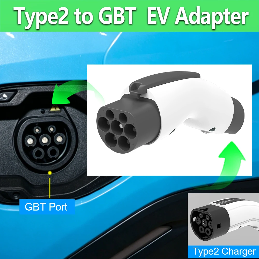 Unirise 22KW Connectors Type2 to GBT Adapter 3Phase Charging EV Charger Type 2 for China GB/T Electric Vehicle Fast Converter