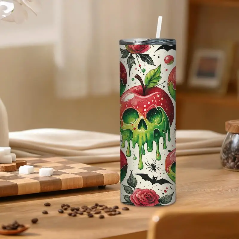 1pc 20oz Creative Fashion Vacuum Cup Cup Gift for Family, Sisters, Mom, Lover, Couple, Classmates, Friends with Lid, Straw, Portable Stainless Steel Vacuum Cup Cup, Cold Insulation Cup, Coffee Cup, Hot Water, Ice Cubes, Drinks, Juice, Vacuum Cup