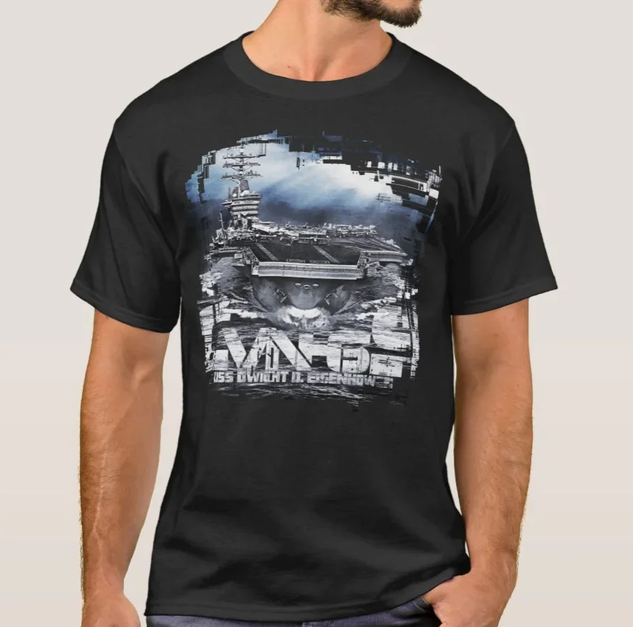 

USS Nimitz Class CVN-69 Dwight D. Eisenhower Aircraft Carrier T-Shirt. Summer Cotton Short Sleeve O-Neck Mens T Shirt New S-3XL