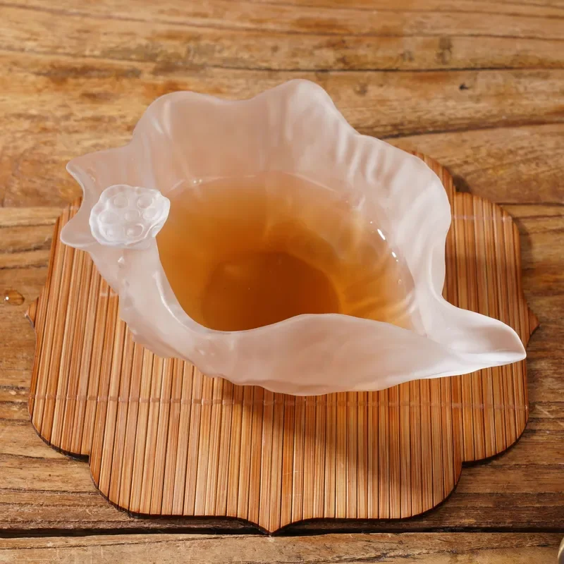 New ancient glazed lotus leaf fair cup frosted ice transparent creative exquisite teacup imitation lotus leaf glazed tea cup