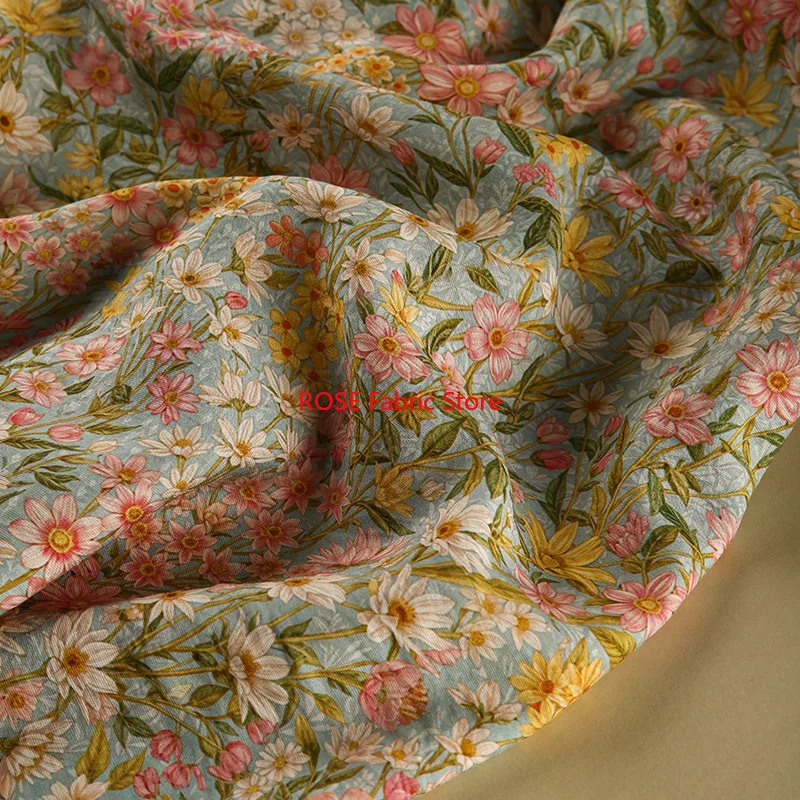1 meter Colorful Floral Brocade Cotton Fabric Spring Summer Cheongsam Dress Skirt Bag Diy Sewing Cloth