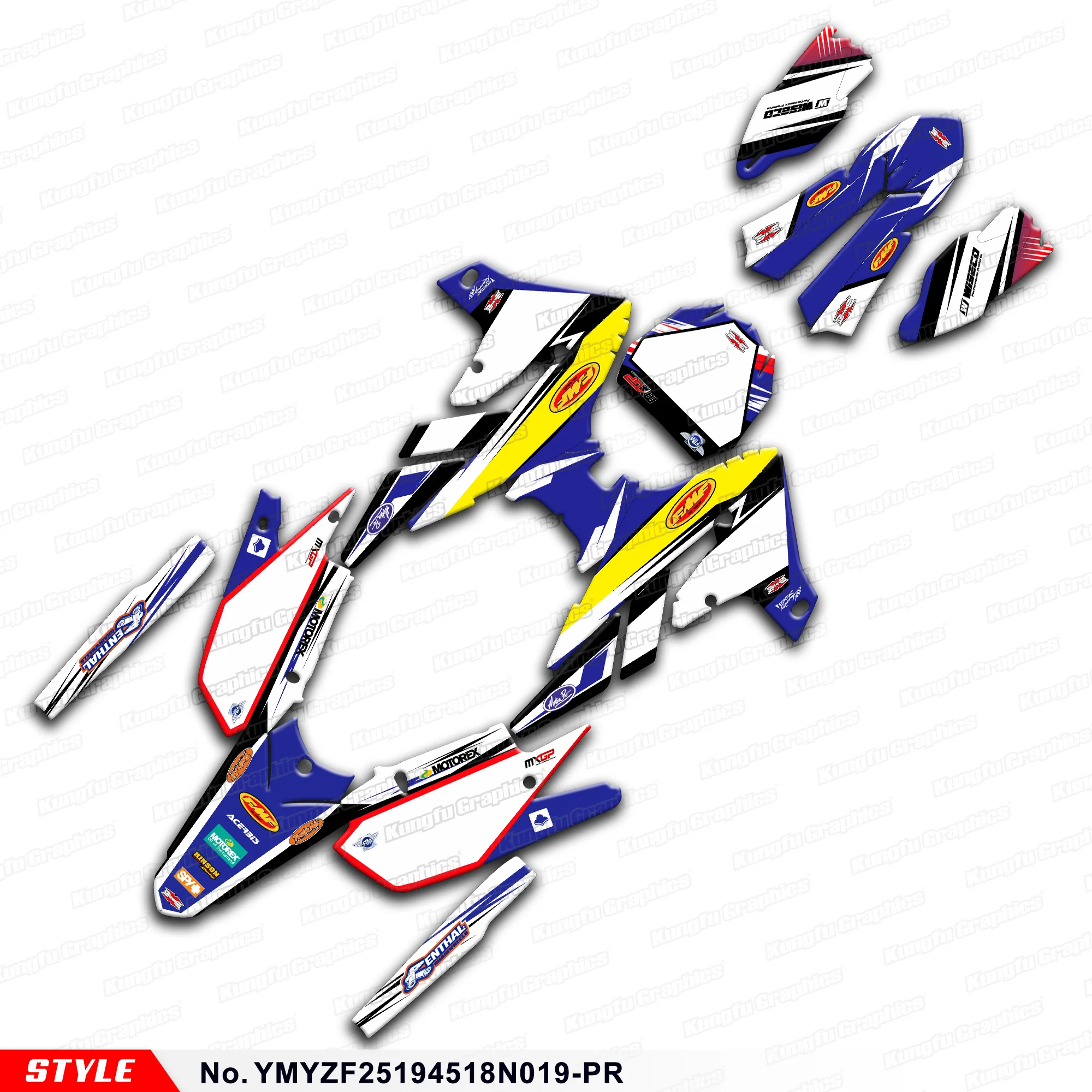 Racing Graphics UV Resistant Laminate for Yamaha YZ450F YZ250F YZ250FX 2018 2019 2020 2021 2022, YMYZF25194518N019-PR