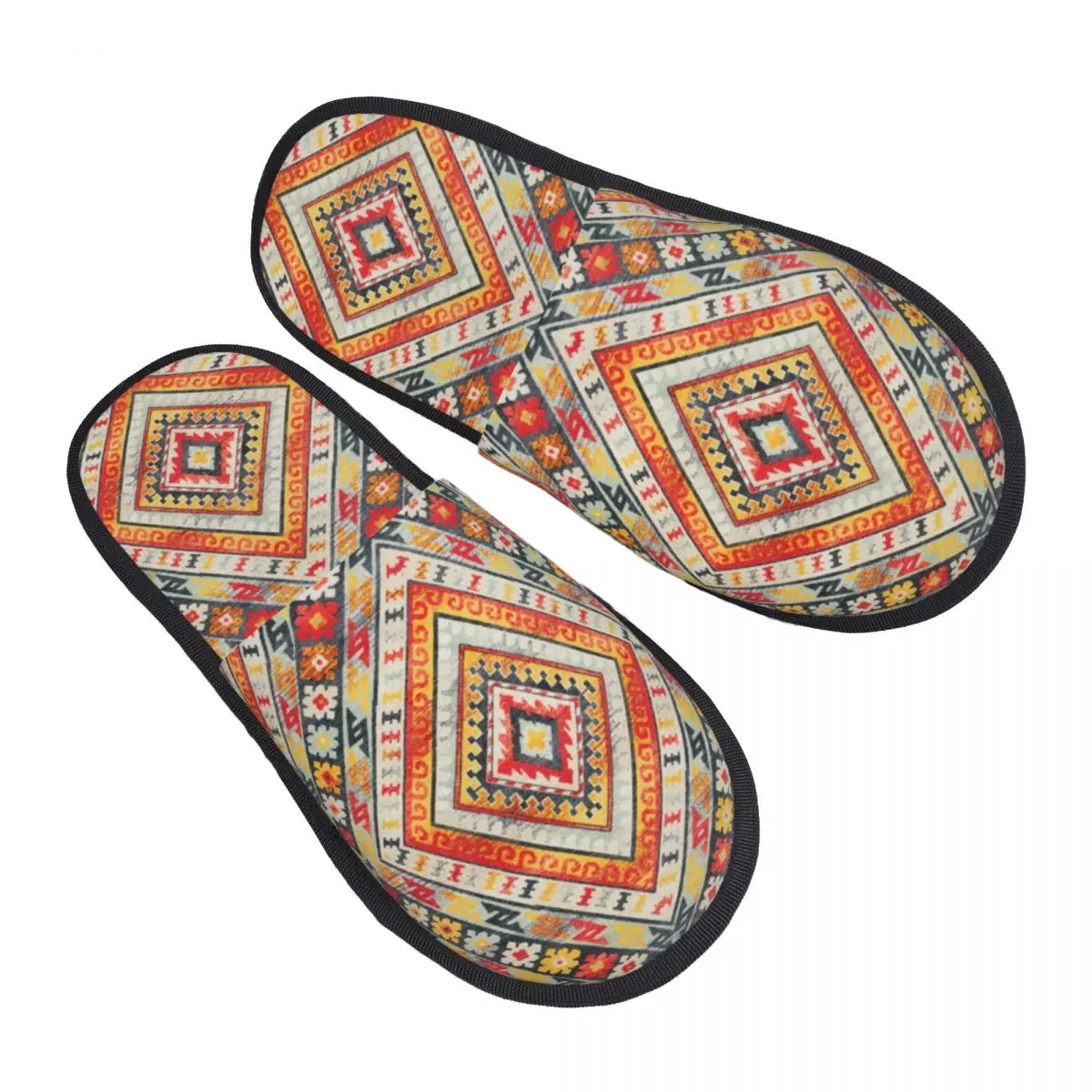 Custom Geometric Traditional Persian Style Memory Foam Slippers Women Comfy Warm Antique Bohemian House Slippers