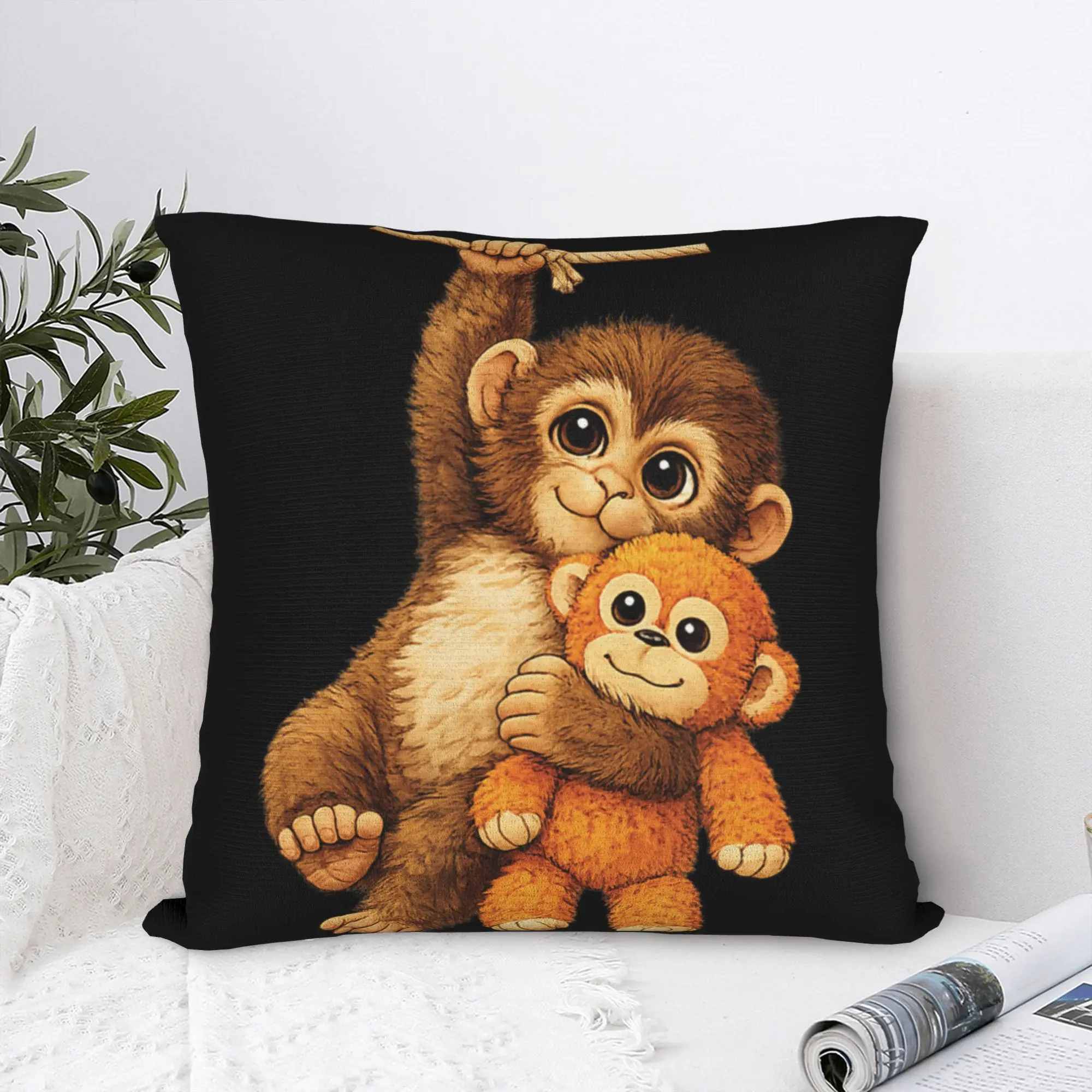 Pillow Cover Cute Monkey Punch Stuffed Buddy Plush Hugging Monkey Punch  Novelty Pillow Case For Sofa Car Home Decor Pillowcases