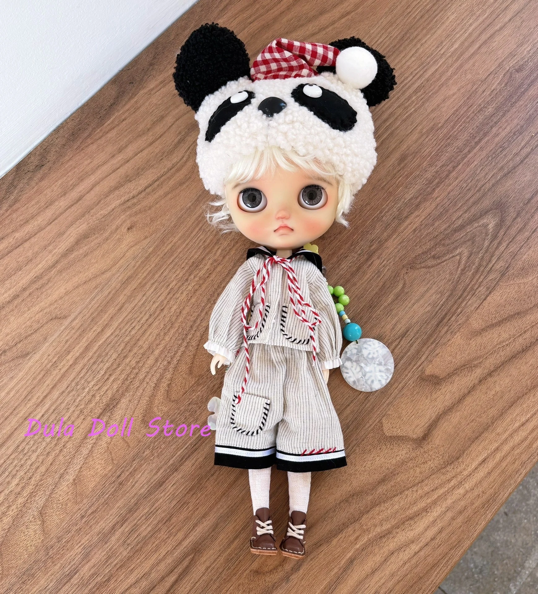 

Dula Doll Clothes Dress Striped baby clothes red panda hat set for Blythe ob24 ob22 ICY JerryB 1/6 Bjd Doll Accessories