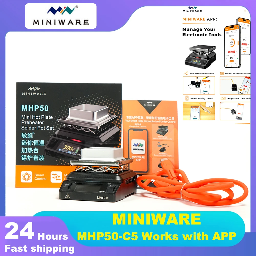2026 New MINIWARE MHP50 C5 Mini Hot Plate Preheater 150W Max 350℃ Constant Temperature Smart Heating Table Works with App