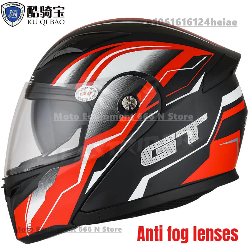 

Kuqibao Dual Lens Motorcycle Helmet rear Flip Up Helmet Motocross Full Face Helmet DOT Certification casco moto