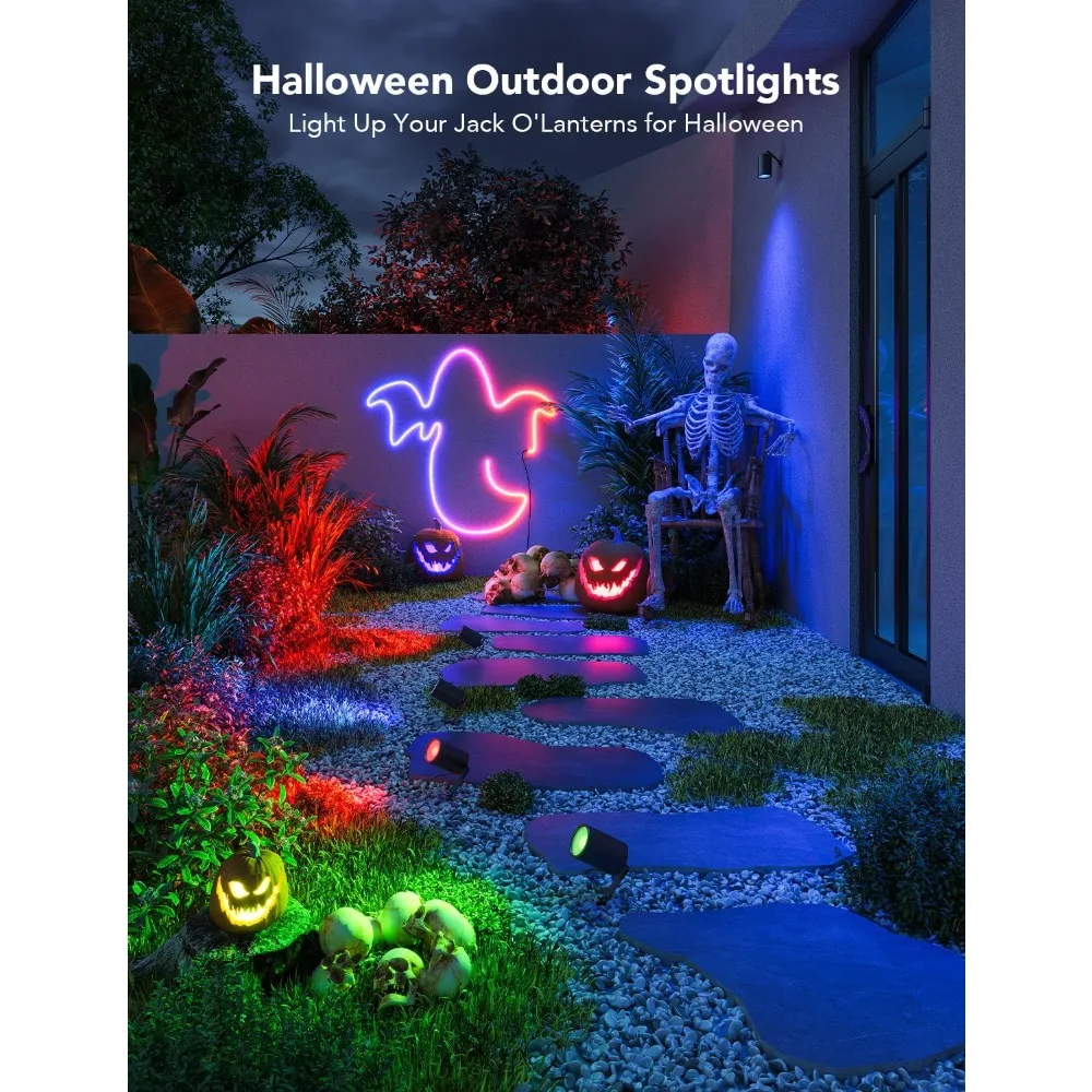 Outdoor Spot Lights, IP65 Waterproof Uplight Spotlights, Halloween Decorations, WiFi 24V Low Voltage Landscape Lights Work