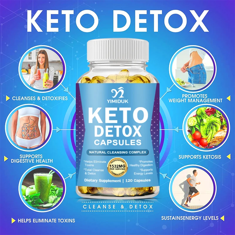 Keto Detox Capsule Fat Burner Energy & Focus Weight Management Helps Metabolism Ketone Support Slimming Tool for Men & Women