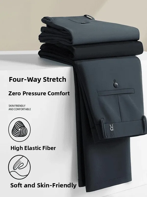 

Men's Casual Loose Long Pants Ice Silk Thin Qui Dry Sport Trousers Spring Autumn New Sle Busin Straight Leg Zipper mid...