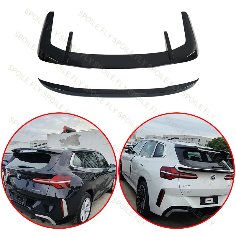 

For BMW X3 G45 20 20d 30e M50 2024 2025 High Quality ABS MP Style Car Rear Roof Spoiler And Middle Spoiler Wing Glossy Black