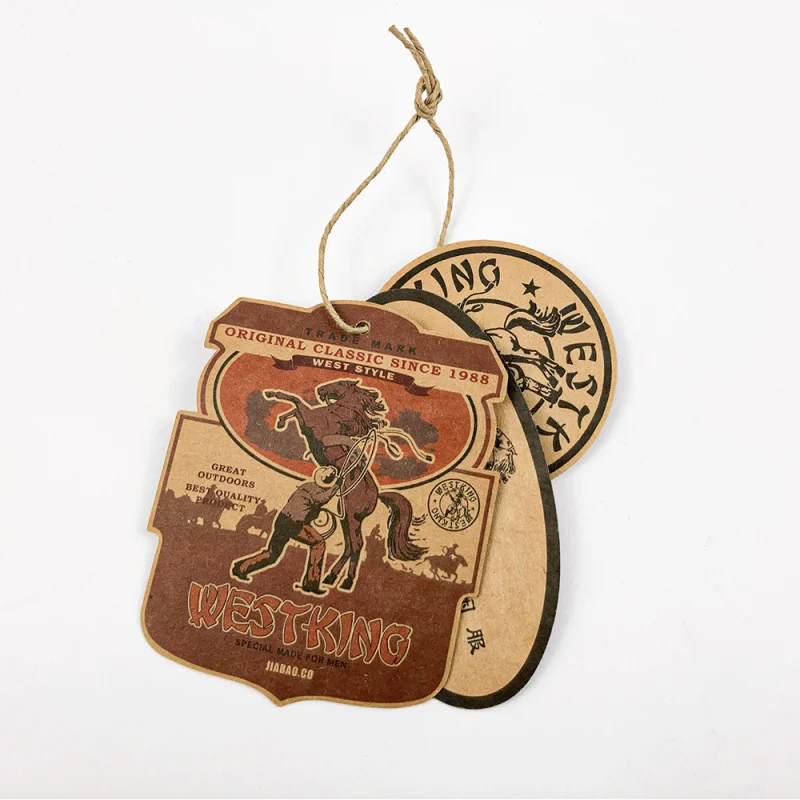 

50 0.Zhang.Custom.Custom kraft paper hang tags with matching kraft string assorted designs bundled together