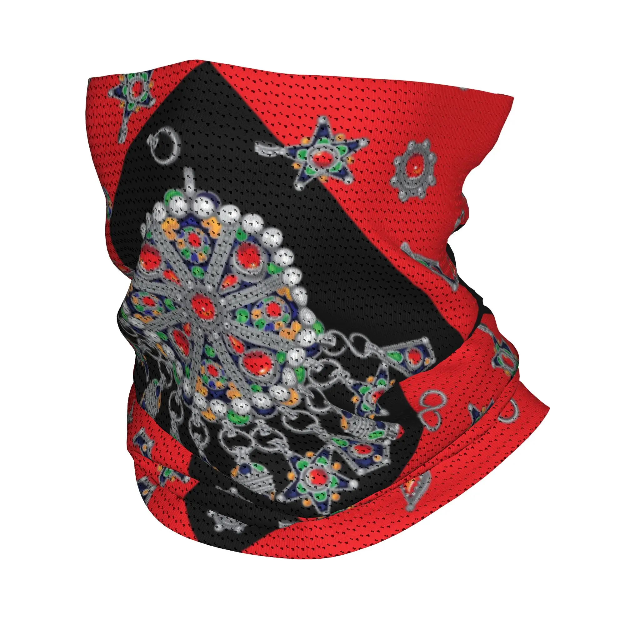 Custom Kabyle Jewelry Neck Gaiter Women Men Windproof Winter Amazigh Carpet Morocco Bandana Scarf for Cycling