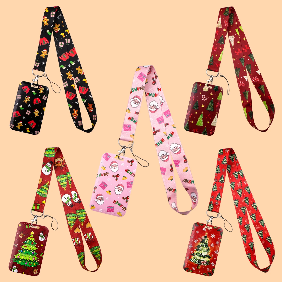 Cute Christmas Credential Holder Snowman Lanyards for Keys Neck Strap ID Card Gym Phone Straps Keychain Keyring Accessories Gift