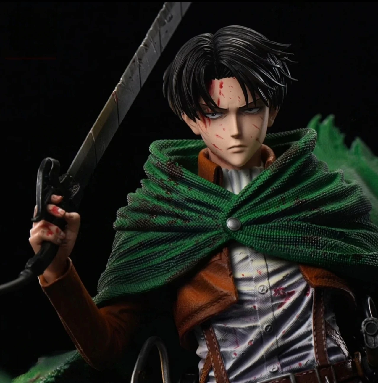⁦مجسم أنمي هجوم العمالقة إيرين ييغر وضعية قتالية رأس قابل للتبديل 34 سم | Attack on Titan Eren Yeager Action Figure Head Swap 34cm⁩ - الصورة ⁦2⁩