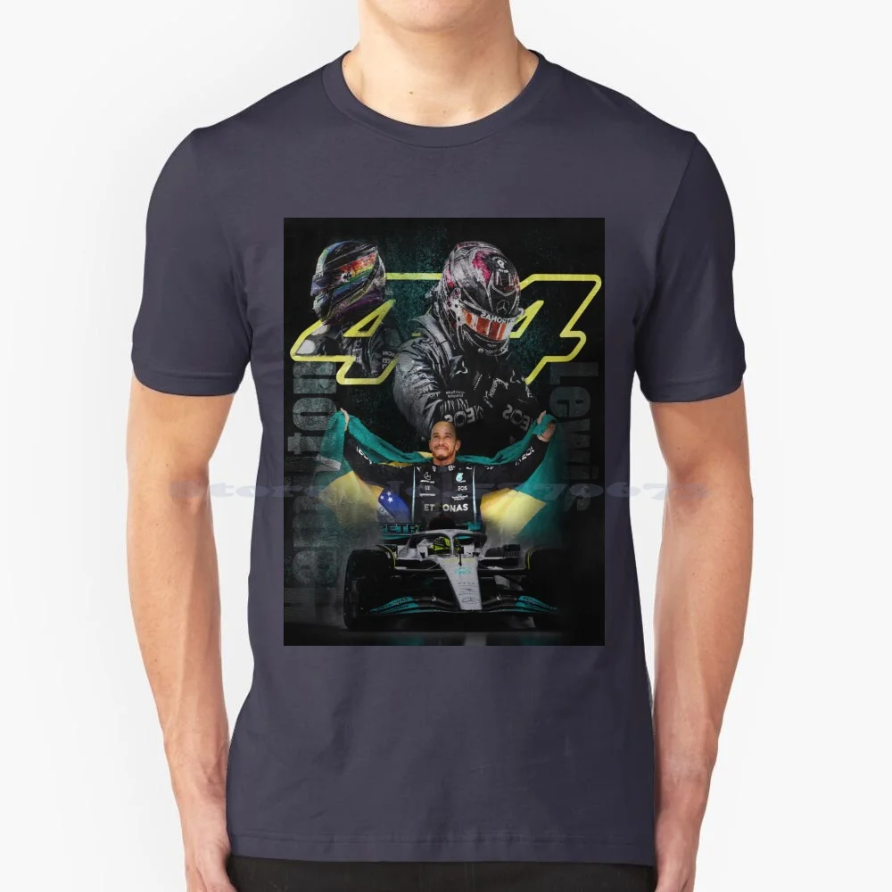 Lewis Hamilton Brasil Flag Posters T Shirt 100% Cotton Tee Lewis Hamilton 2022 New Helmet Lewis Hamilton 44 Lewis Hamilton