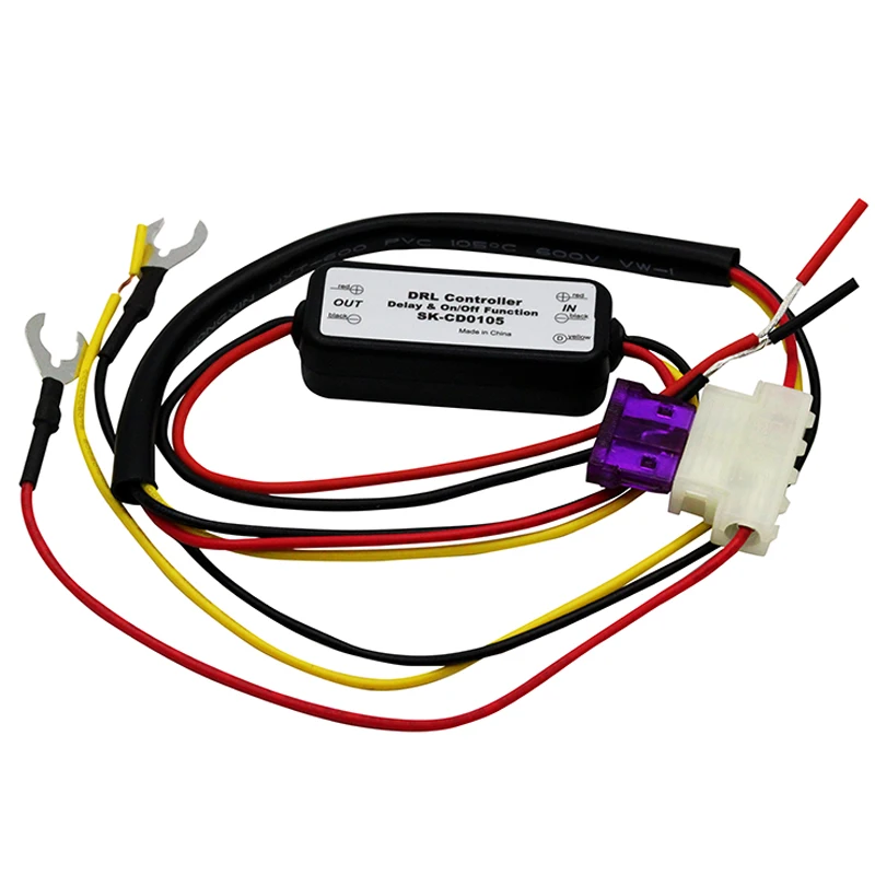 Controlador DRL de luz diurna para coche, arnés de relé de 12-18V, controlador de luz antiniebla CD0103 CD0105, atenuador LED de encendido/apagado