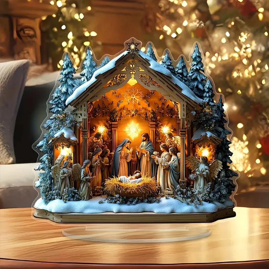 Christmas Nativity Scene Figurine Religious Sculpture Festive Christmas Decoration for Shelf Holiday Gift Home Decor Living Room