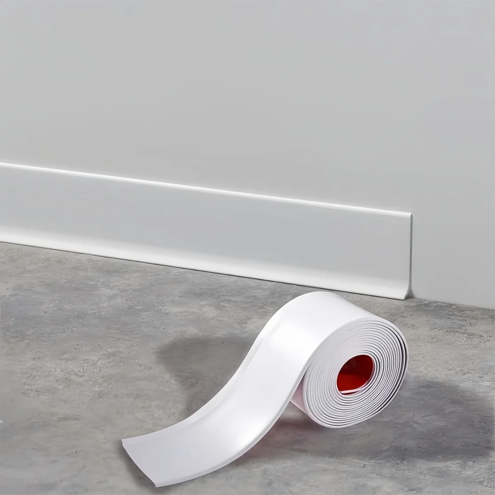 1PC 2mx8cm PVC Skirting Line Self-adhesive Rubber Skirting Board Waterproof Edge Closing Strips for Living Room Background Base