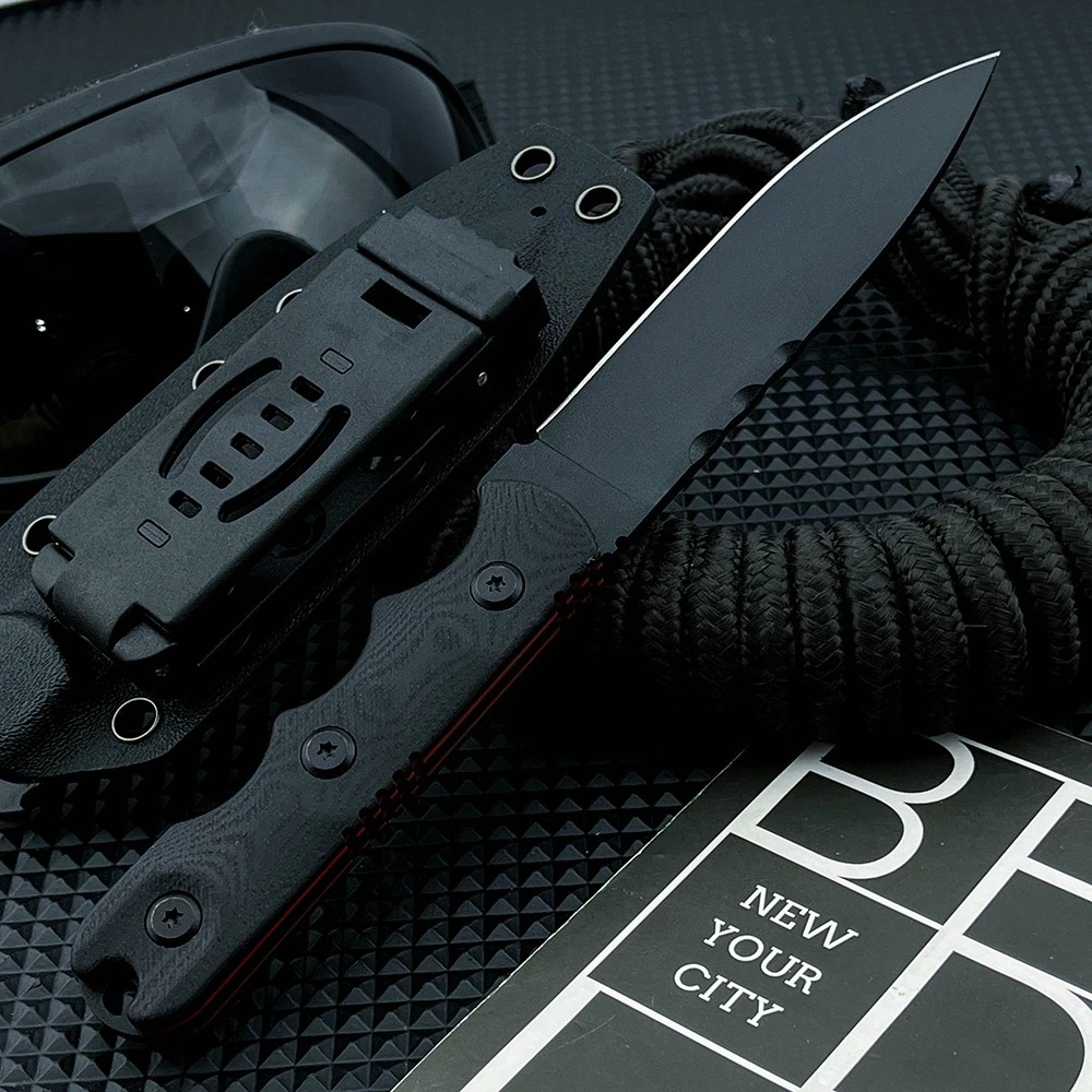 

Tactical 8Cr13Mov Outdoor EDC Straight Knife Wilderness Survival Hunting Adventure Self Defense Multi Knife for Men G10 Handles