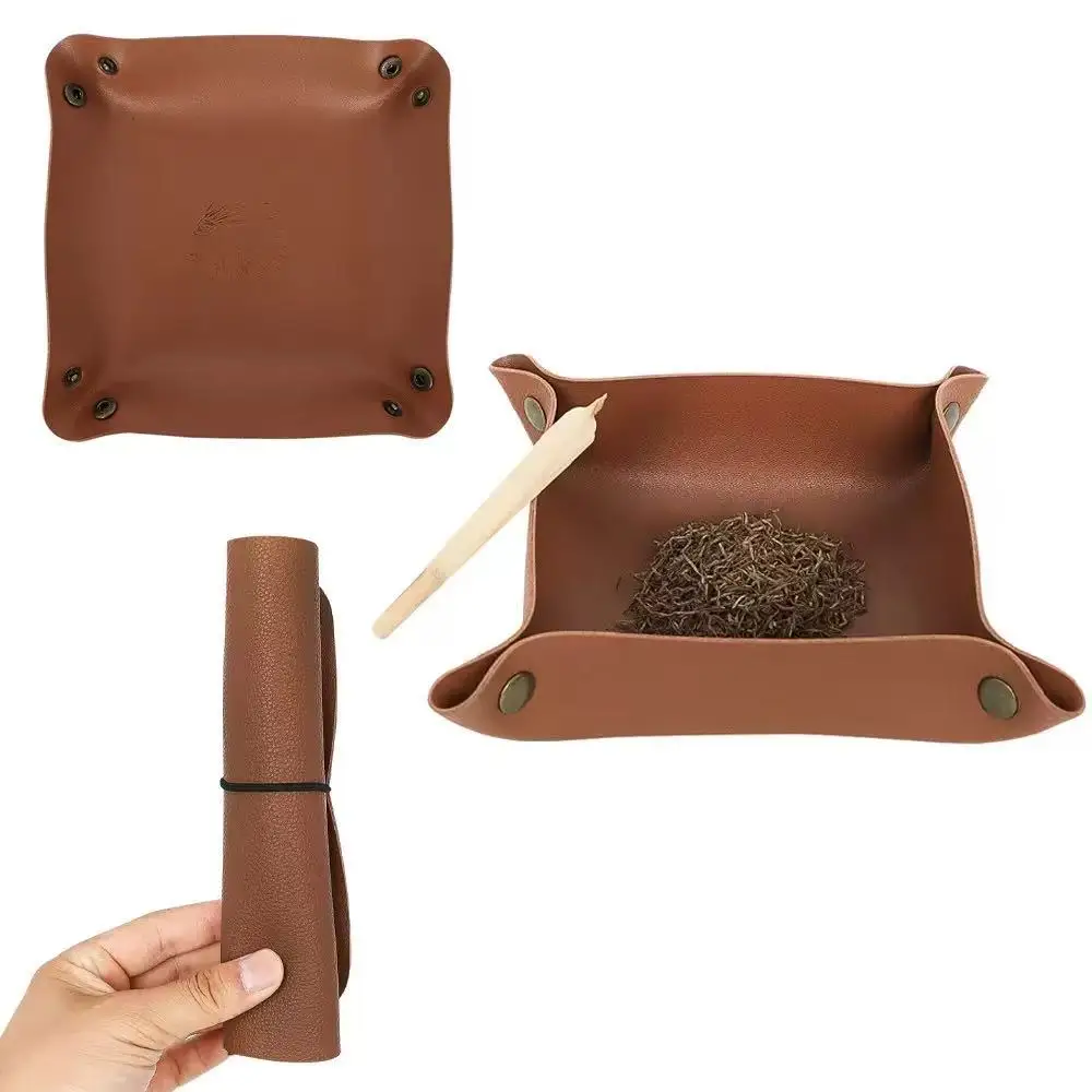 

1PC 25X25CM Leather Tray Foldable Table Storage Box Jewelry Key Coin Desk Top Organizer Entryway Nightstand Home Decoration