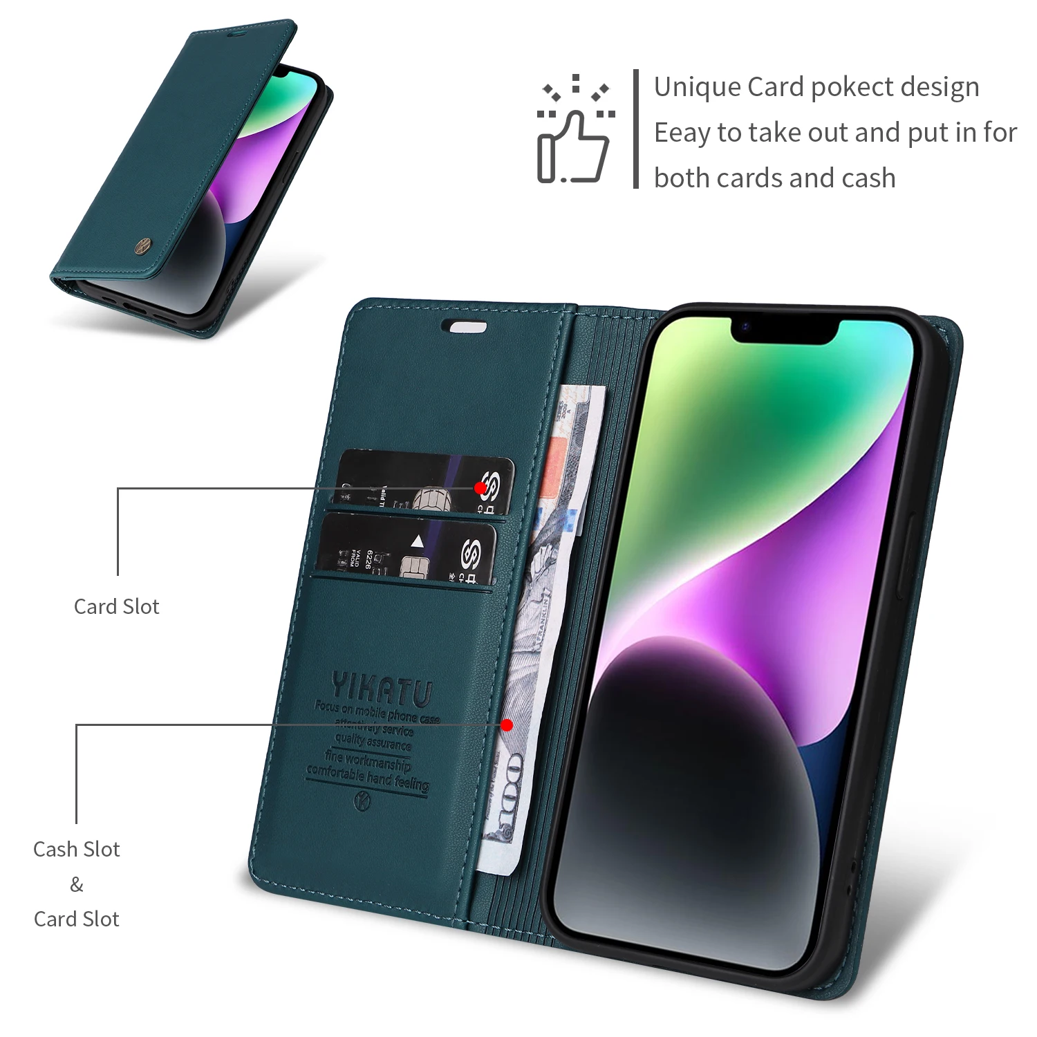 Magnetyczne etui portfel ze skóry na telefon iPhone 17 Plus 11 12 13 14 15 16 17 Pro Max 16E 13 mini, wielofunkcyjne etui na telefon — zdjęcie produktu 5