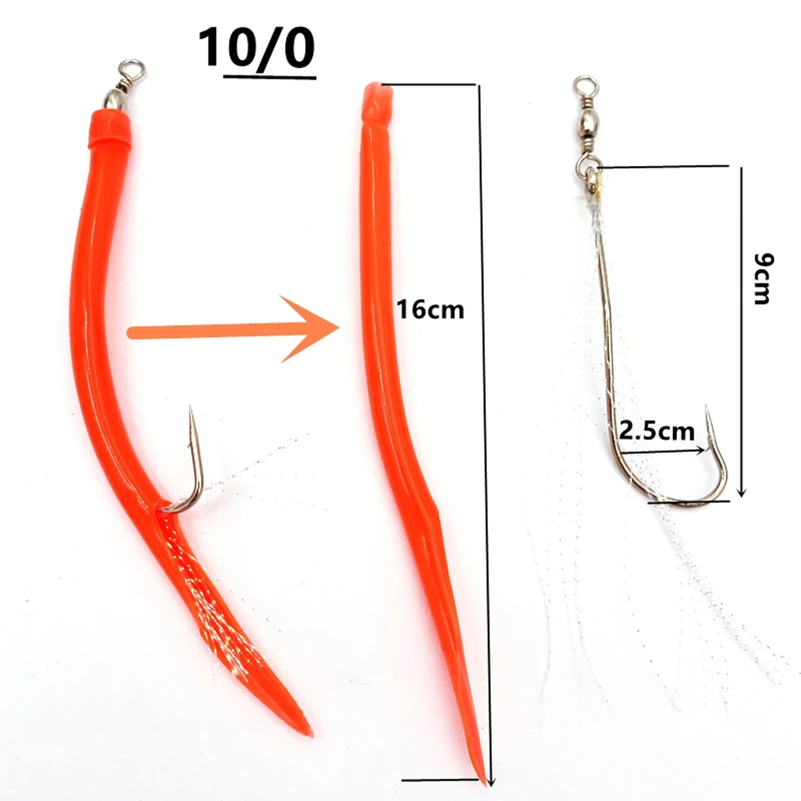 High Quality Fishing Hooks Fishhook Fishing Hook Shank Offset Hook Emulation Feather Fishing Accessories Fishing Eel Tube