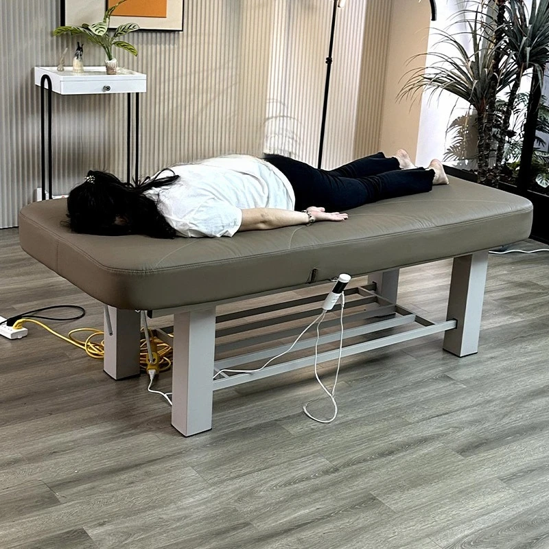 Customized beauty salon folding physiotherapy bed, massage heating, household moxibustion pattern embroidery Meijie bed