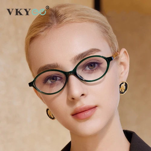 Imagen 1 del producto VICKY, monturas para miopía pequeñas ovaladas delicadas a la moda, gafas de lectura para mujer, gafas graduadas personalizables con luz azul K9142