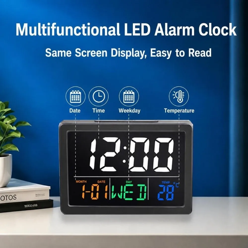 Multifunctional Digital Alarm Clock Large Screen Temperature Display Large Screen Clock Alarm Function LED Display