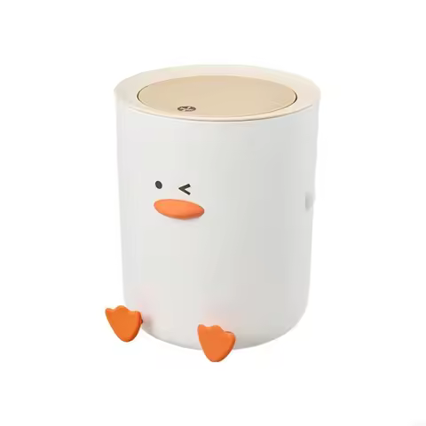 Funny Duck Trash Can Silicone Sealed Lid Modern Waste Bin For Small Space