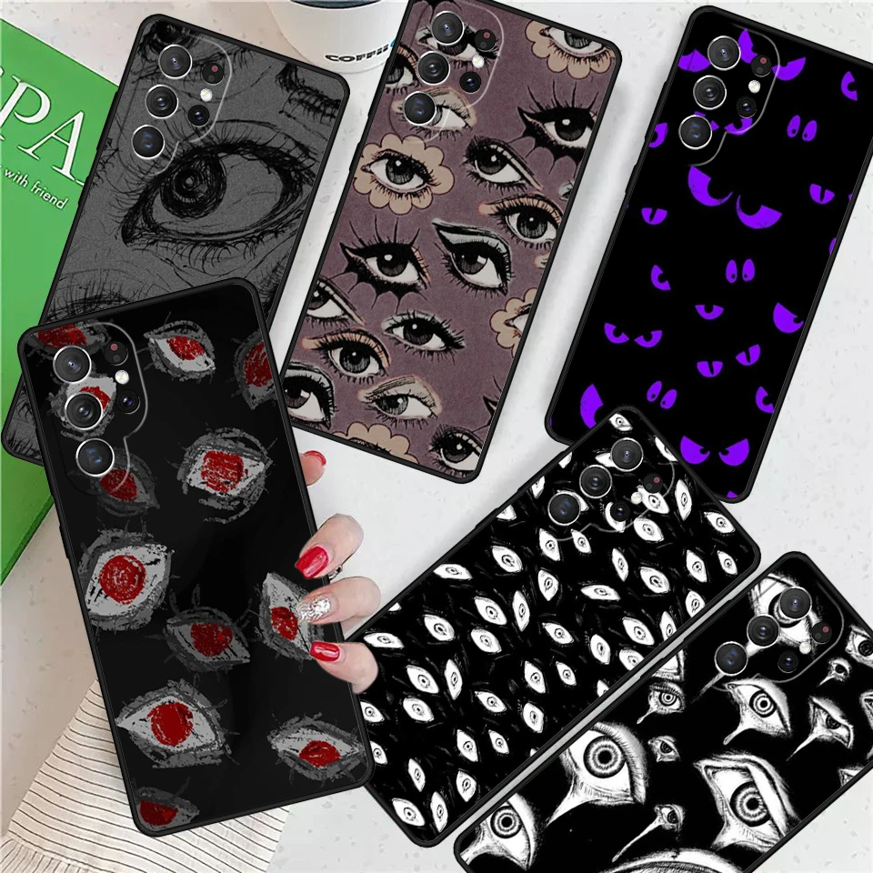 Scary Face Eyes For Samsung Galaxy S24 Ultra S21 S22 S8 S9 S10 5G Note 10 20 Plus FE S23 Phone case Cover Coque