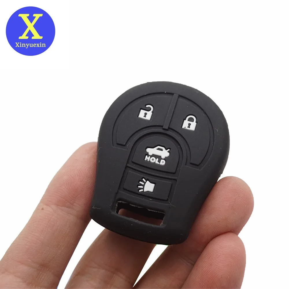 Xinyuexin Silicone Car Key Cover FOB Case for Nissan Maxima Altima Sentra Versa Micra X-Trail Terrano Tiida Cube Car Accessories