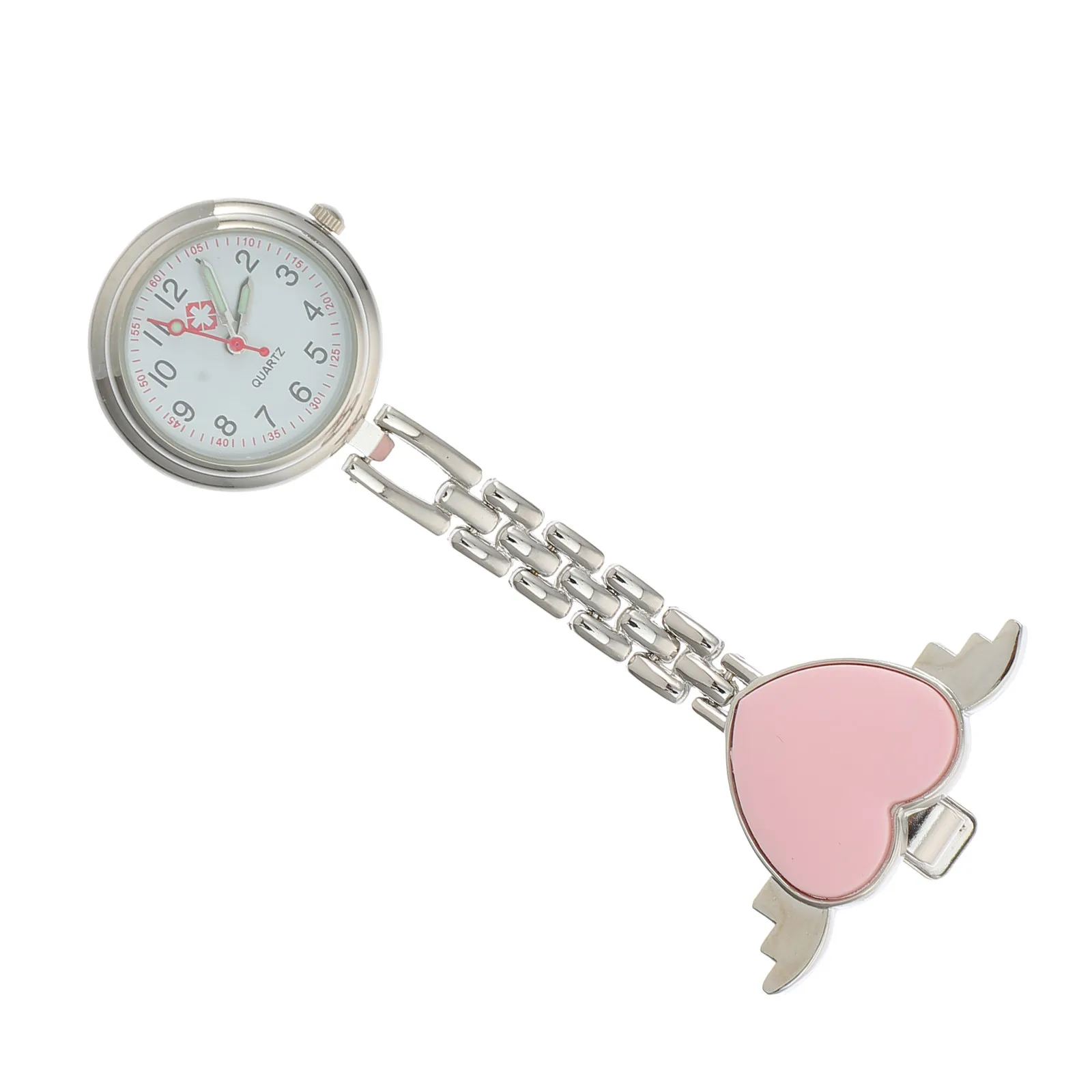 Nurse Pocket Watch Heart Shape Alloy and Glass Construction Luminous Nursing Watch Chic Adorable Design for Women