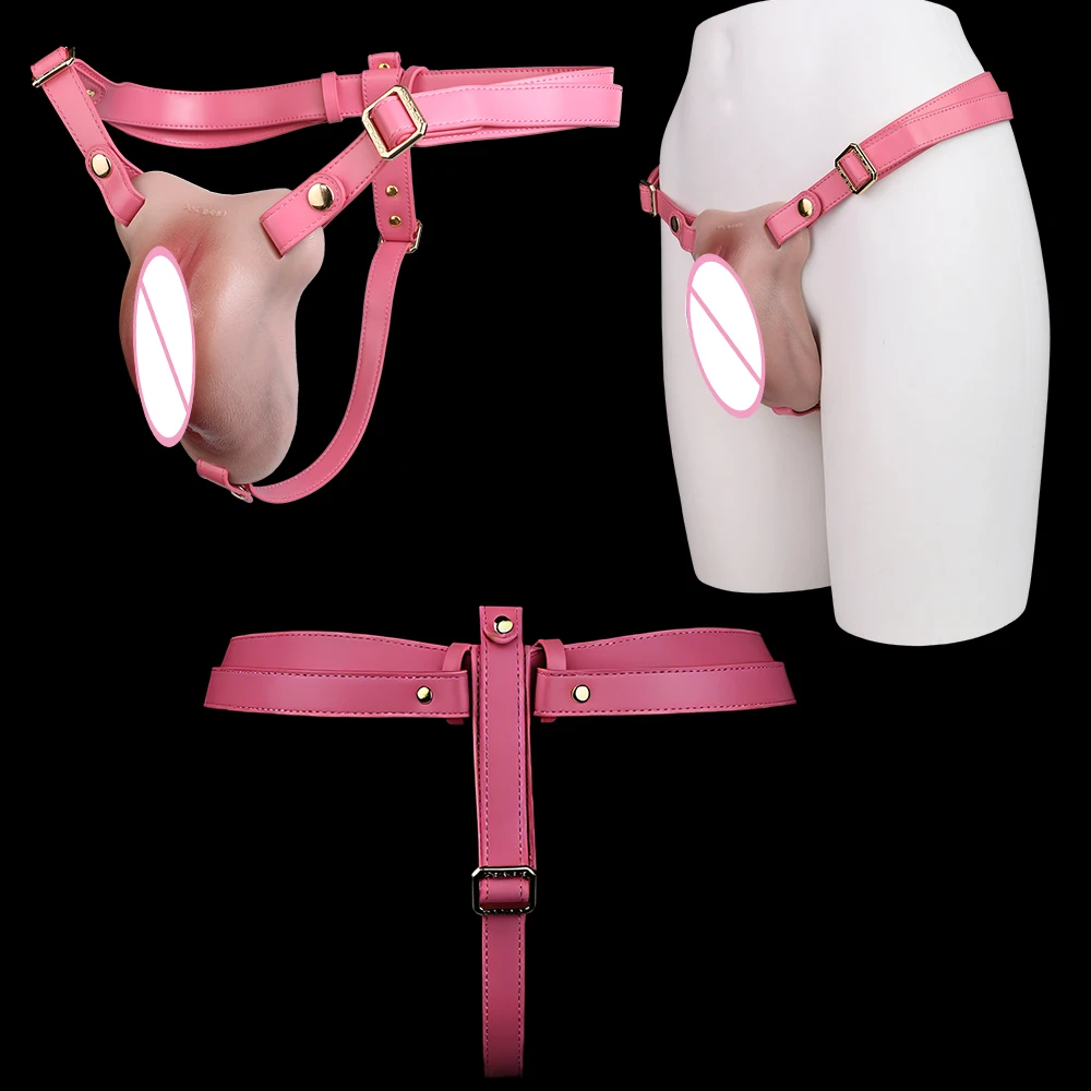 SXXY Realistic Chastity Cage Leather Belt Strapon Lifelike Cock Lock Silicone Penis Hiding Vaginal Pads For Men Crossdresser 18+ - view 4