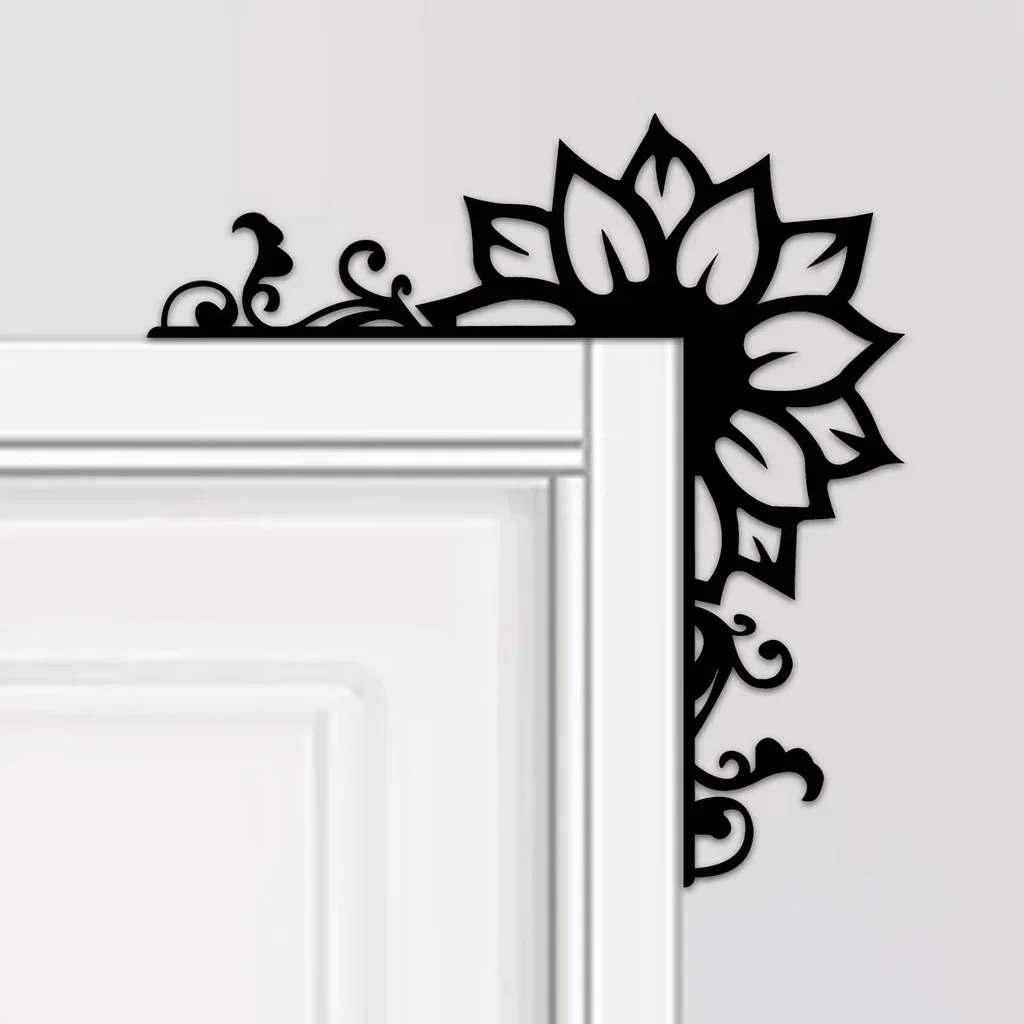 metal iron  Creative Flower Home Decorative Wall Stickers Door Corner Decoration Door Frame Corner Decoration Art Metal Holiday