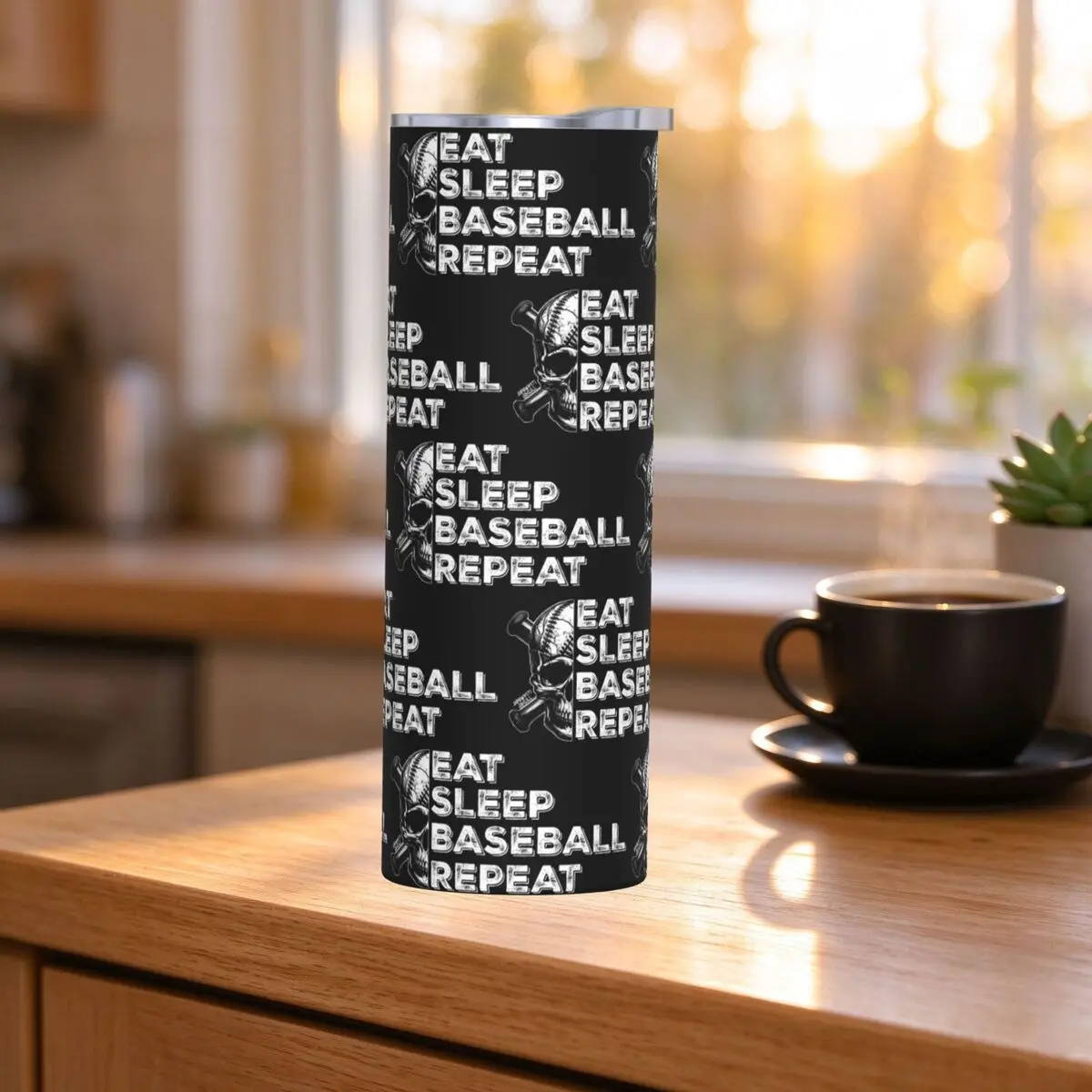 Eat Sleep Baseball Repeat (10) Stainless Steel Tumbler Vacuum Insulated Mugs Thermal Cold Bottle Straw With Lid 20oz