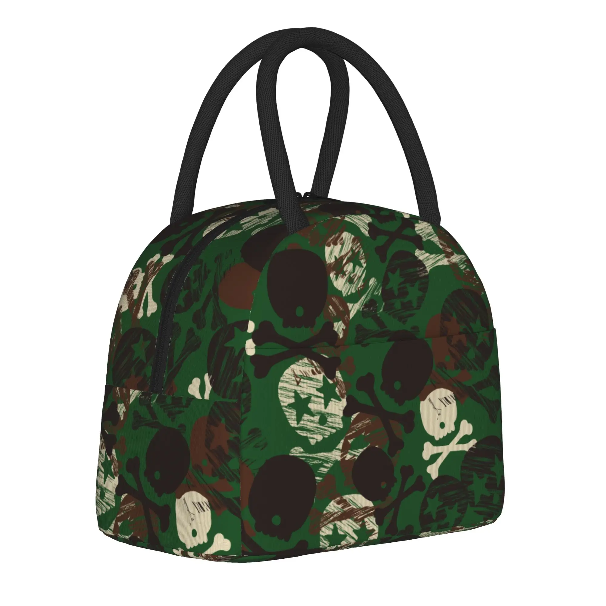 Camouflage Star Skull Insulated Lunch Bag Cooler Bag Reusable,Lunch Container  High Capacity Tote Lunch Box Food Storage Bags