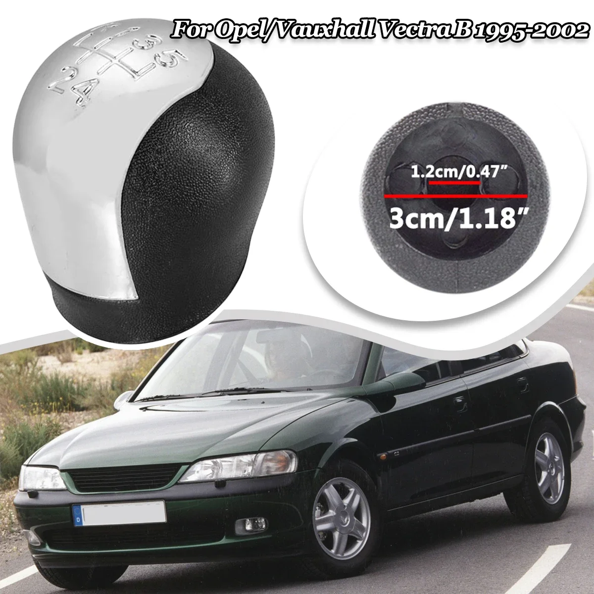 Palanca de palanca de cambios cromada 5SP + R MT, perilla de palanca de cambios, balonmano para Opel Vauxhall Vectra B Astra F G Corsa B Zafira A 2000