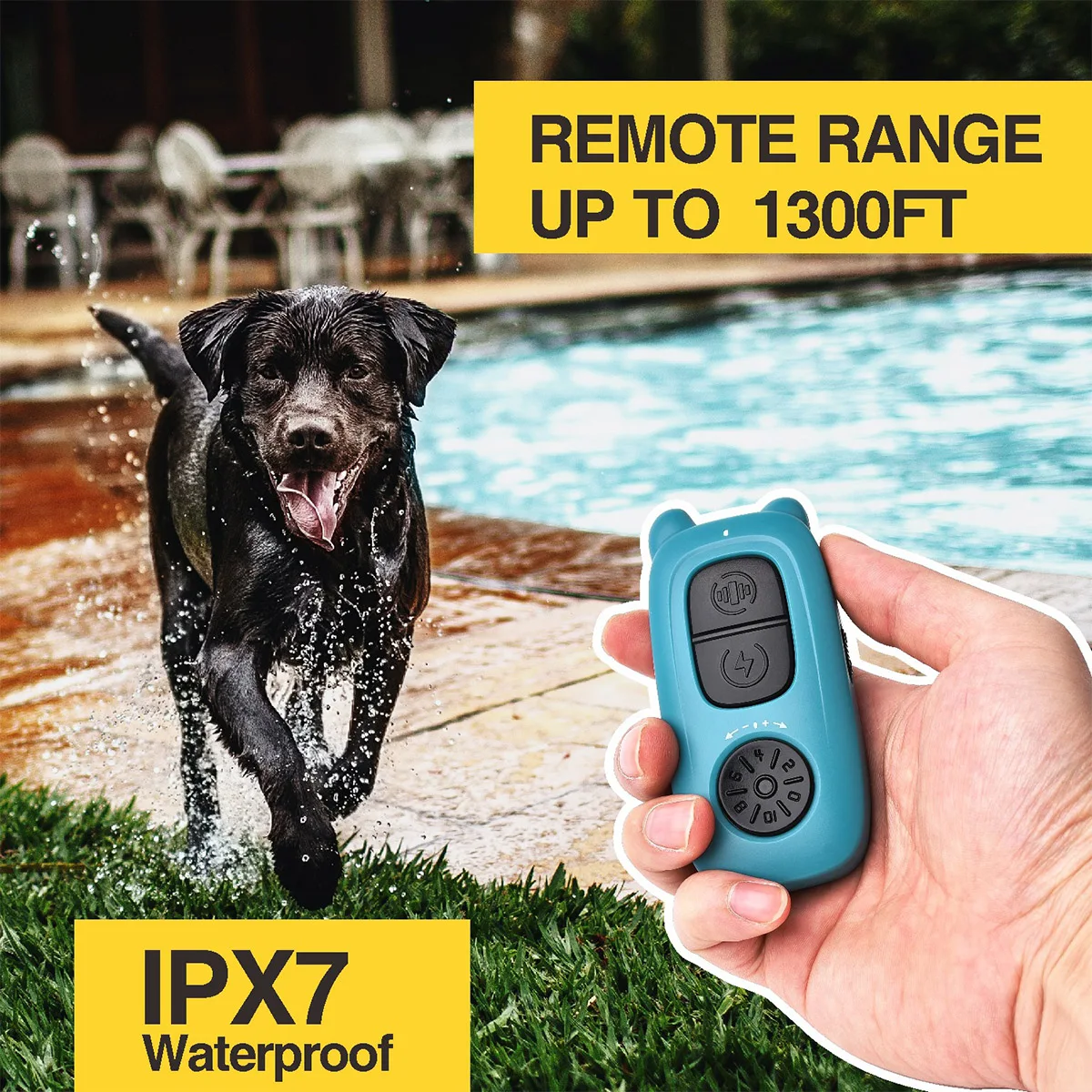 

Dog Training Collar, IPX7 Waterproof Dog Electric-Shock Collar with Remote Control 1300ft, 3 Training Modes, E-Collars for Dogs