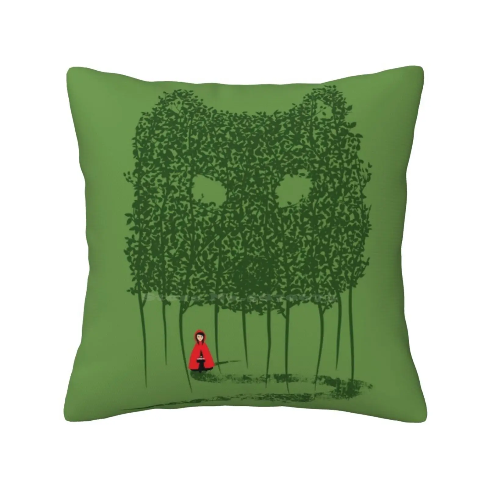 Red & The Wolf Fashion Sofa Throw Pillow Cover Pillowcase Little Red Riding Hood Trees Forest Bad Wolf Brothers Grimm Little